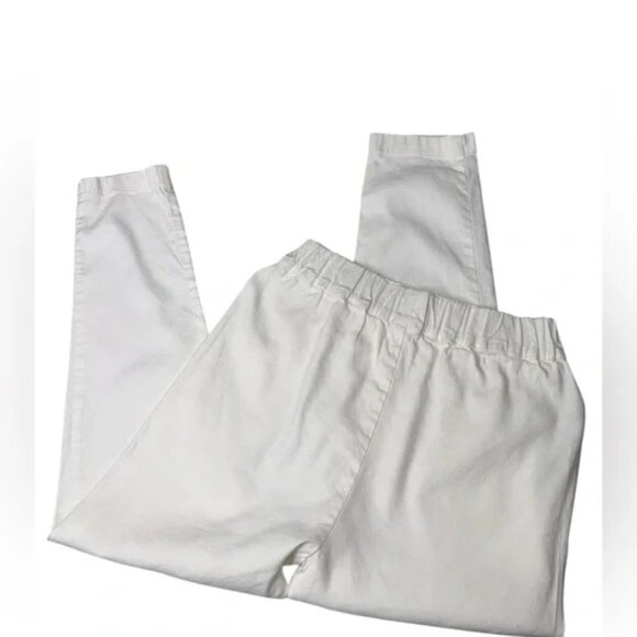 Jarbo Linen-Blend Pull-On Pants – White Slim Straight Leg, Minimalist Luxe - Picture 3 of 5